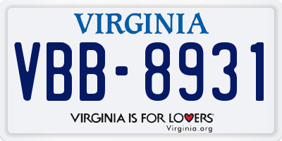 VA license plate VBB8931