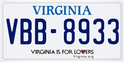 VA license plate VBB8933