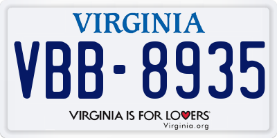 VA license plate VBB8935