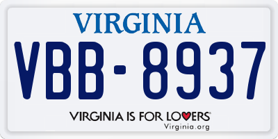 VA license plate VBB8937