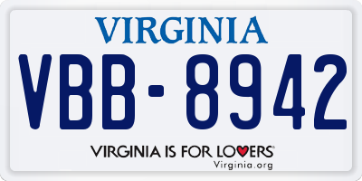 VA license plate VBB8942