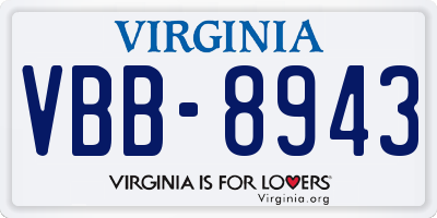 VA license plate VBB8943