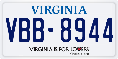 VA license plate VBB8944