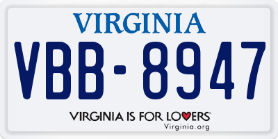 VA license plate VBB8947