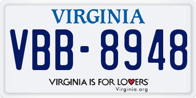 VA license plate VBB8948