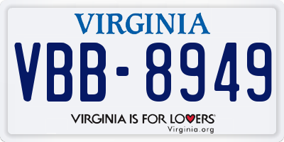 VA license plate VBB8949