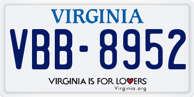 VA license plate VBB8952