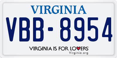 VA license plate VBB8954