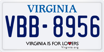 VA license plate VBB8956