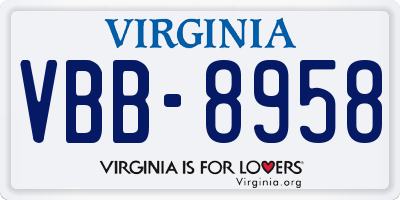 VA license plate VBB8958