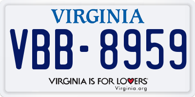 VA license plate VBB8959