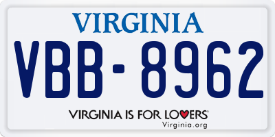 VA license plate VBB8962