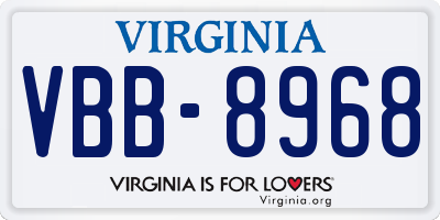 VA license plate VBB8968