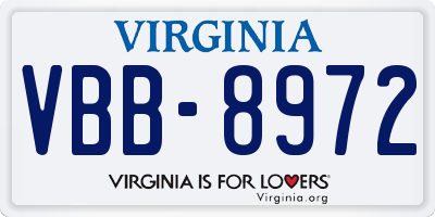 VA license plate VBB8972