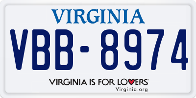 VA license plate VBB8974