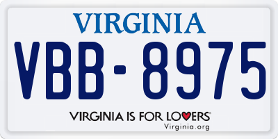 VA license plate VBB8975