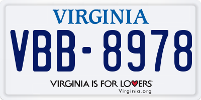 VA license plate VBB8978