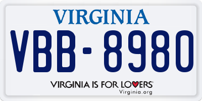 VA license plate VBB8980