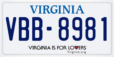 VA license plate VBB8981