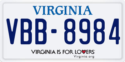 VA license plate VBB8984