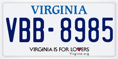 VA license plate VBB8985