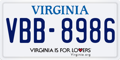 VA license plate VBB8986