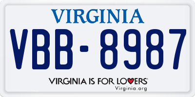 VA license plate VBB8987