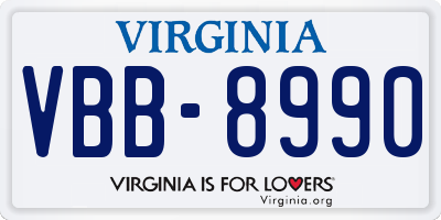 VA license plate VBB8990