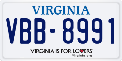 VA license plate VBB8991