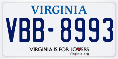 VA license plate VBB8993