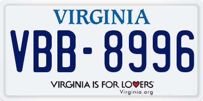 VA license plate VBB8996