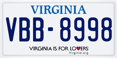 VA license plate VBB8998