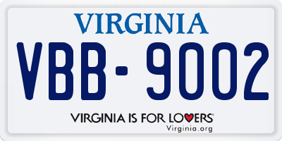VA license plate VBB9002