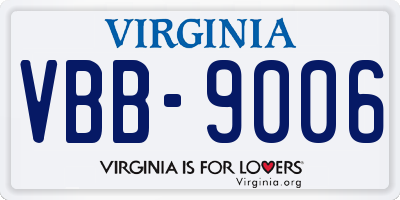 VA license plate VBB9006