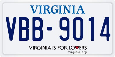 VA license plate VBB9014
