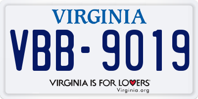 VA license plate VBB9019