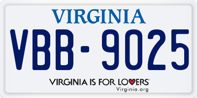 VA license plate VBB9025