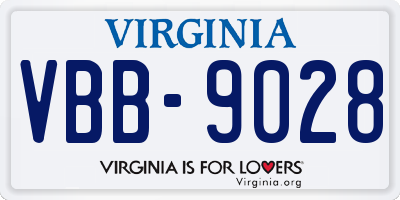 VA license plate VBB9028