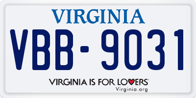 VA license plate VBB9031