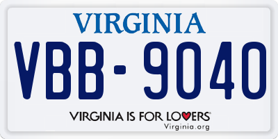 VA license plate VBB9040