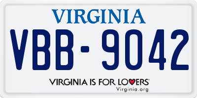 VA license plate VBB9042