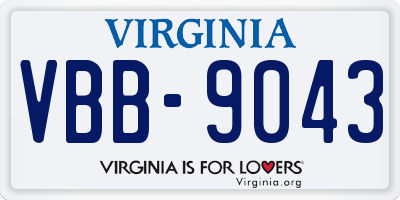 VA license plate VBB9043