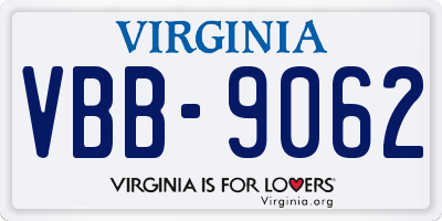 VA license plate VBB9062