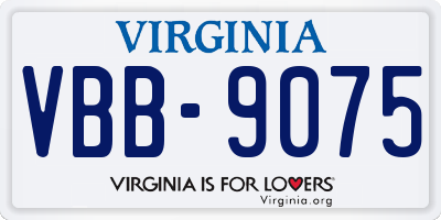 VA license plate VBB9075