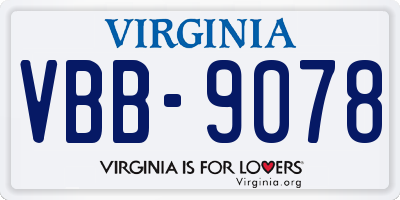 VA license plate VBB9078