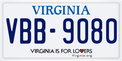 VA license plate VBB9080
