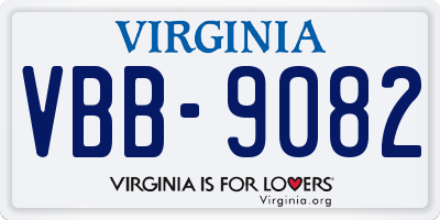 VA license plate VBB9082