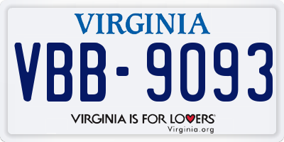 VA license plate VBB9093