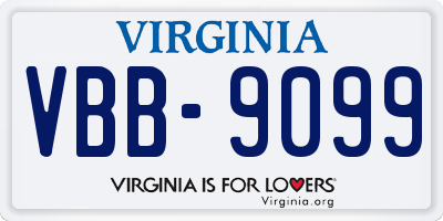 VA license plate VBB9099