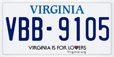 VA license plate VBB9105
